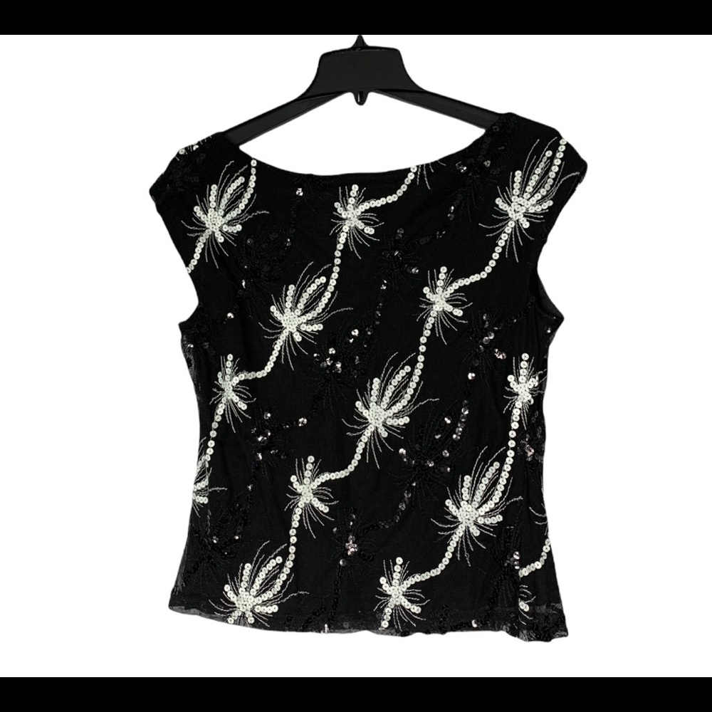 Cartise  black and white sequin top size 10